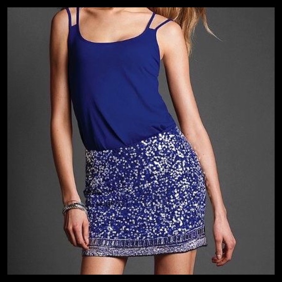 Victoria's Secret Blue Sequin Sparkling Miniskirt - Picture 2 of 2